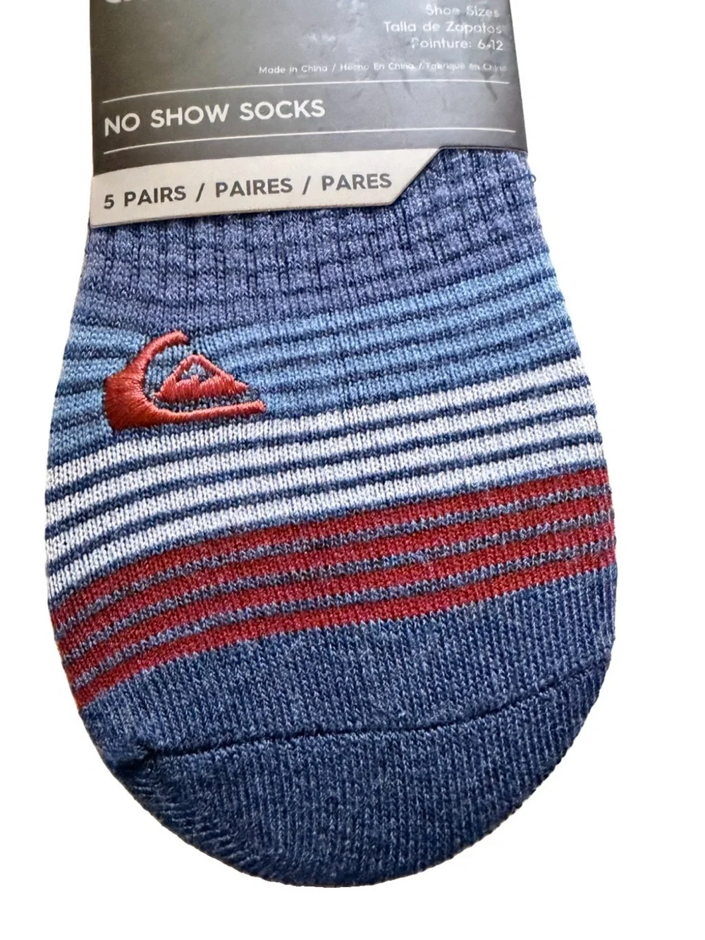 Quiksilver Men’s Size 6-12 No Show Socks. 5 Pairs. Multicolor. New with Tags.
